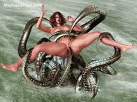 Collection of beautiful young women destroyed by the tentacle monster